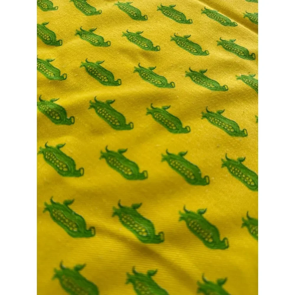 Handmade Cotton Fringe Tablecloth Corn Print Farmhouse Cottagecore 51 x 51